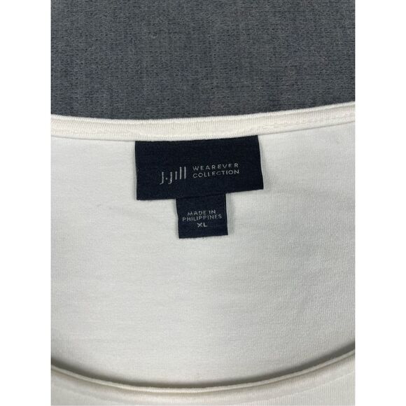 J Jill Top Women XL White Boxy Fit Shirt Elevated Basic Short Sleeve Minimalist‎ - Picture 2 of 7